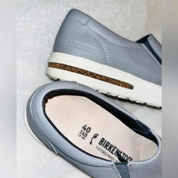 Birkenstock Oswego Grey Slip-On Leather Shoes sz 9.5 - Picture 4 of 11